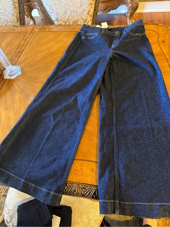 SPANX Denim - Perfect $168 SPANX WIDE LEG Denim Jeans-20547R-Raw Indigo-Size Large Petite